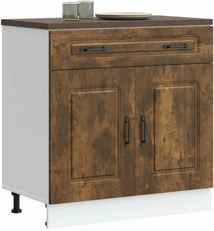 Kitchen Base Cabinet "Kalmar" Smoked Oak Engineered Wood