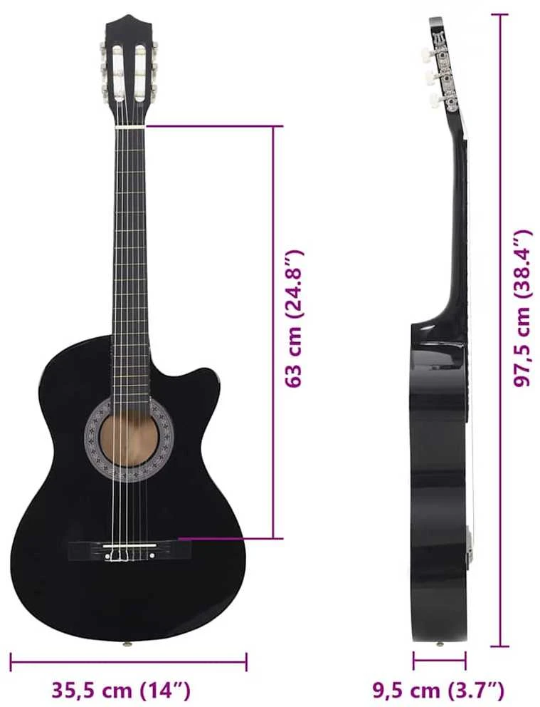 Klasikinė gitara, juodos spalvos, 38", 6 stygos