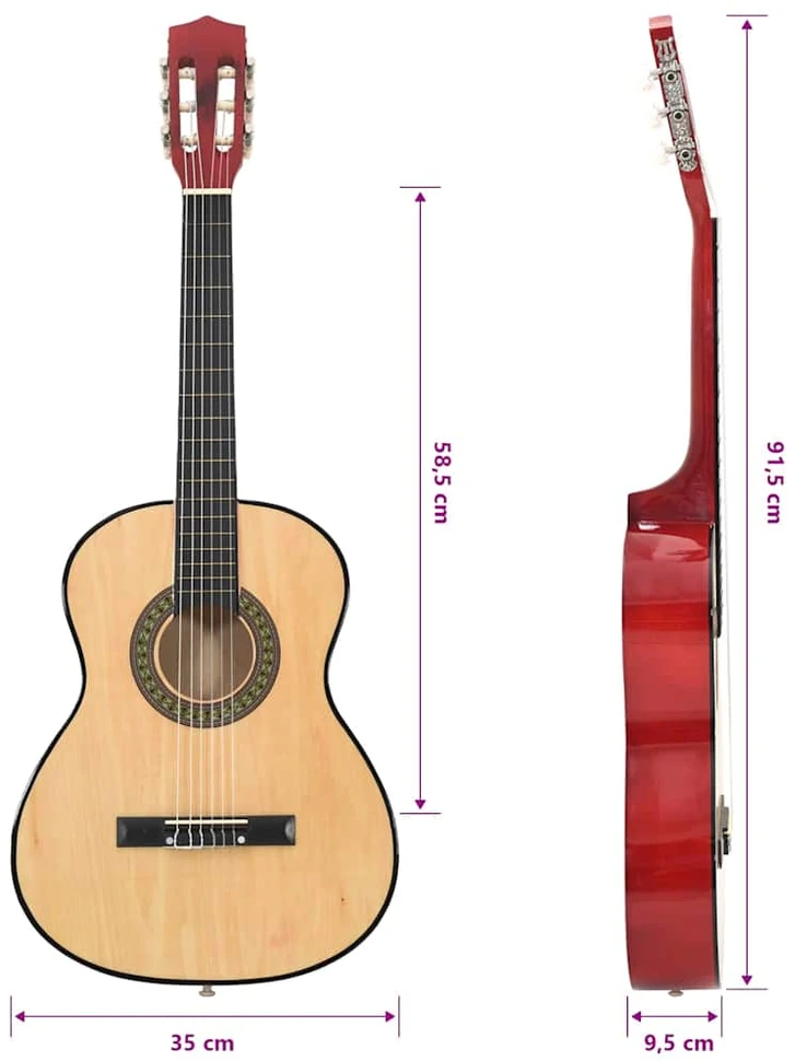 Klasikinė gitara pradedantiesiems, 3/4 36", amerikinė liepa