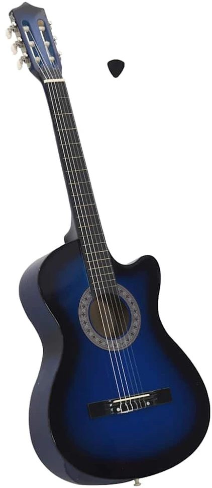 Klasikinė gitara, šešėliuotos mėlynos spalvos, 38", 6 stygos