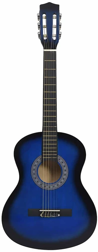 Klasikinė gitara su dėklu pradedantiesiems, mėlyna, 3/4 36"