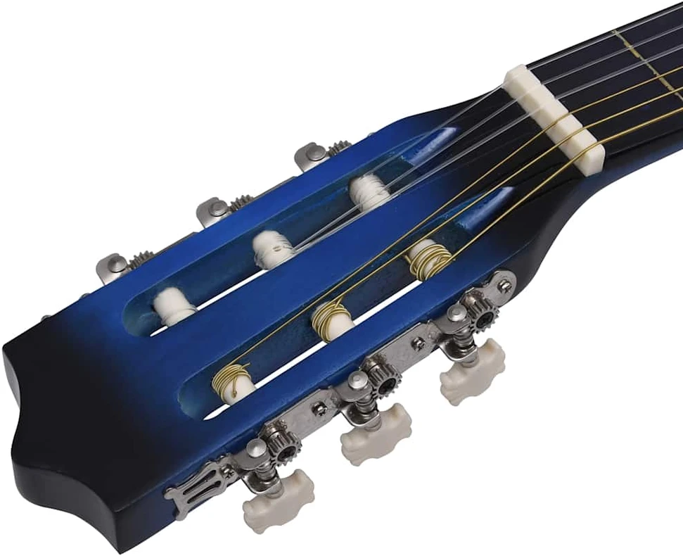 Klasikinė gitara su dėklu pradedantiesiems, mėlyna, 3/4 36"