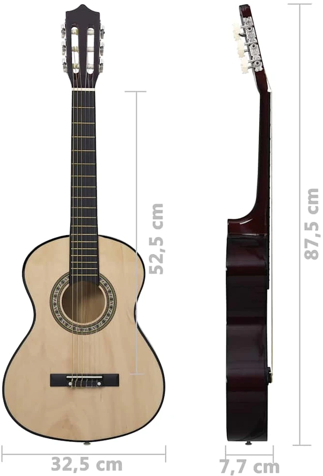 Klasikinė gitara su dėklu pradedantiesiems ir vaikams, 1/2 34"