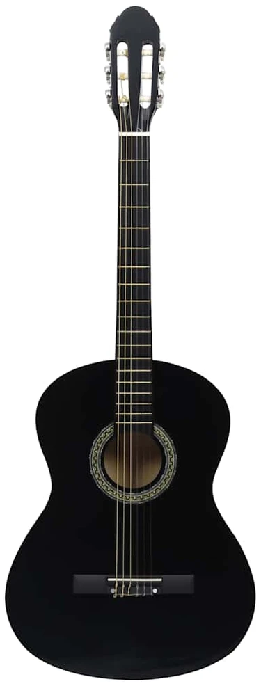 Klasikinė gitara su dėklu pradedantiesiems, juoda, 4/4 39"