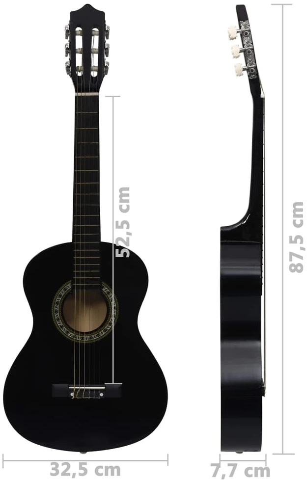 Klasikinė gitara su dėklu pradedantiesiems ir vaikams, 1/2 34"