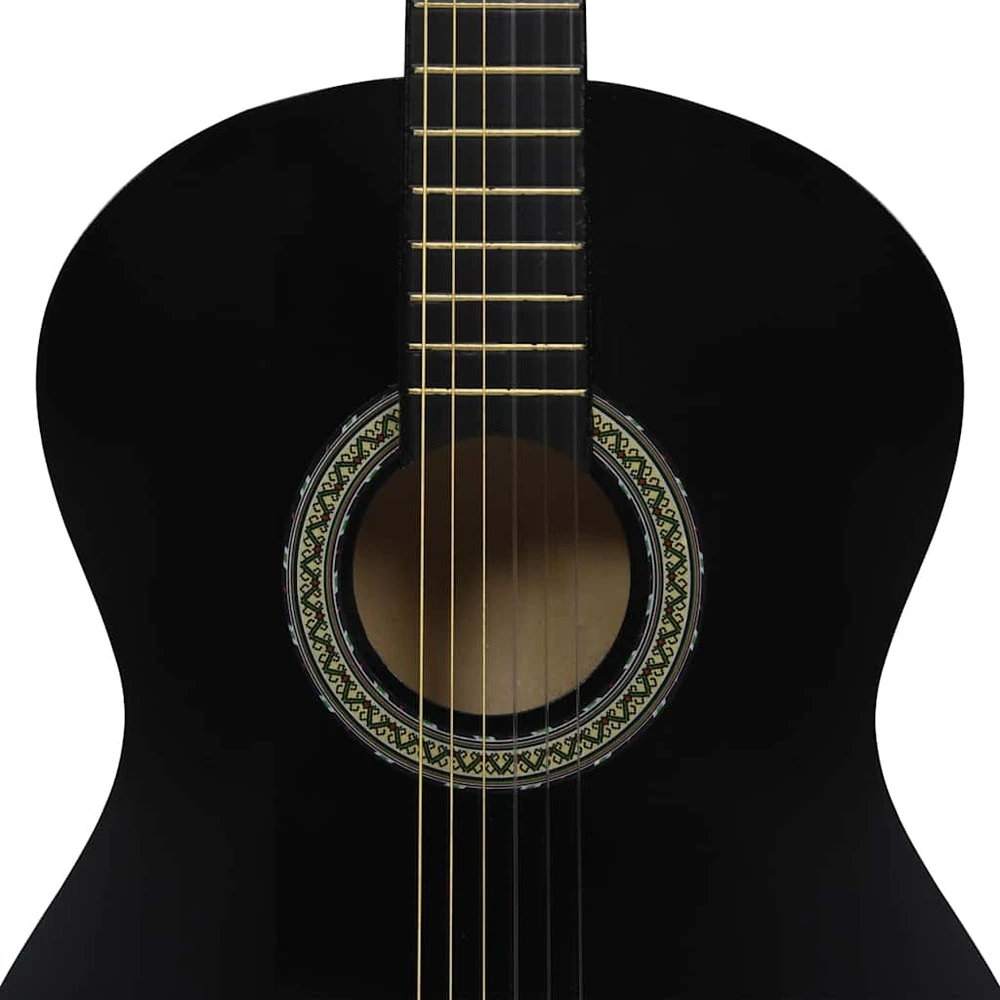 Klasikinė gitara su dėklu pradedantiesiems, juoda, 4/4 39"