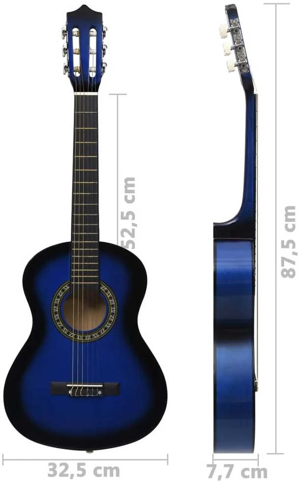 Klasikinė gitara su dėklu pradedantiesiems ir vaikams, 1/2 34"