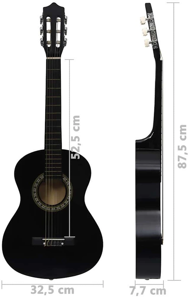 Klasikinė gitara su dėklu pradedantiesiems ir vaikams, 1/2 34"