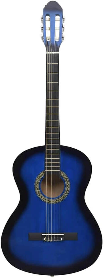 Klasikinė gitara su dėklu pradedantiesiems, mėlyna, 4/4 39"