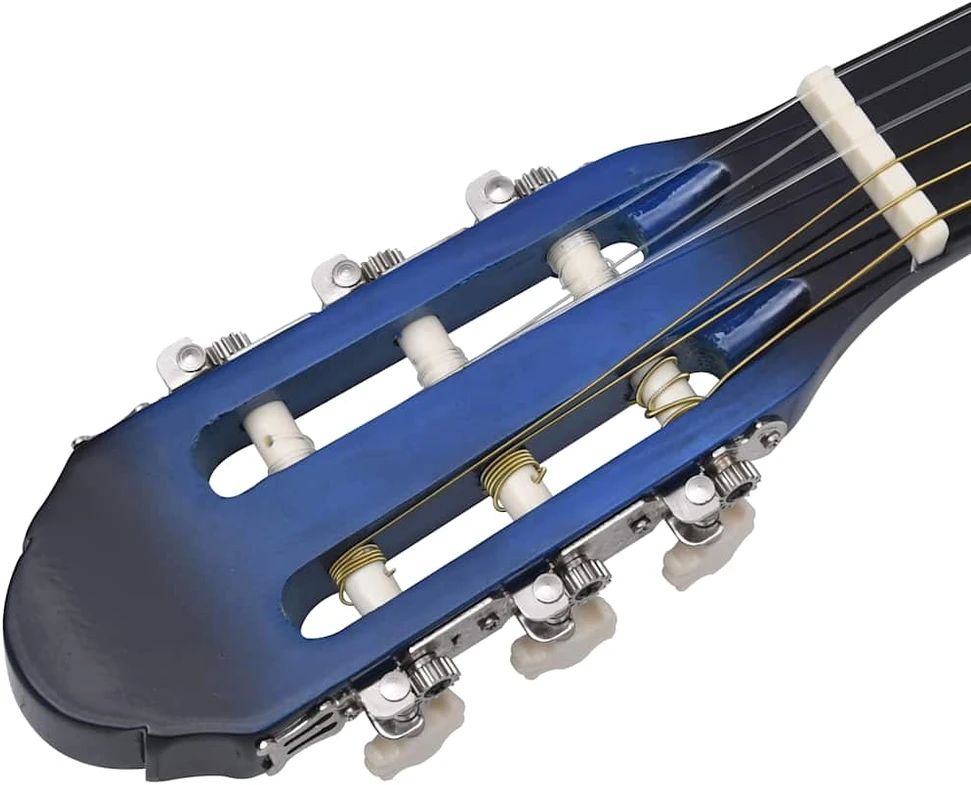Klasikinė gitara su dėklu pradedantiesiems, mėlyna, 4/4 39"
