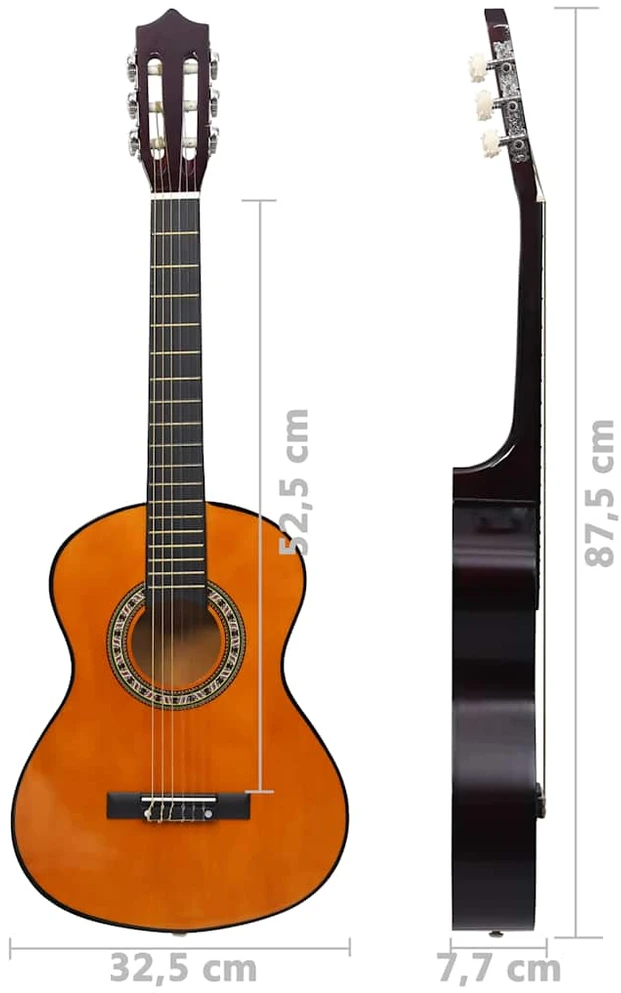 Klasikinė gitara su dėklu pradedantiesiems ir vaikams, 1/2 34"