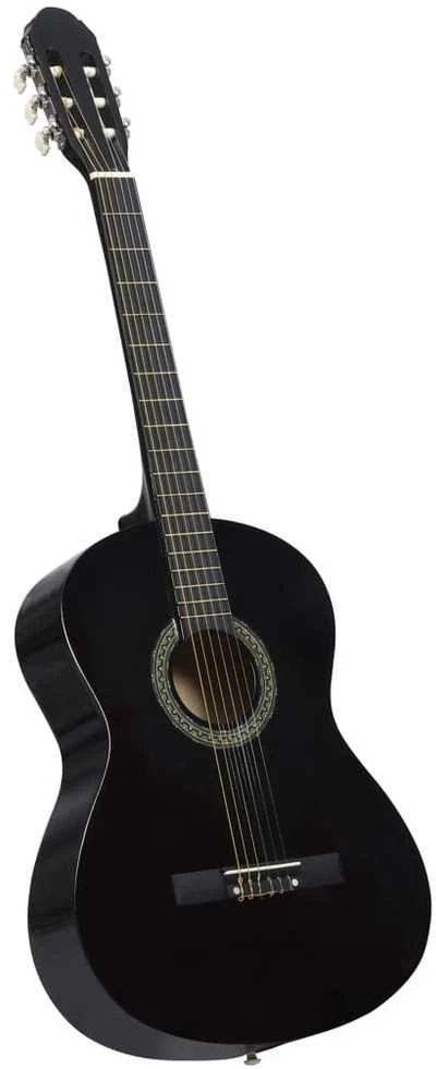 Klasikinė gitara su dėklu pradedantiesiems, juoda, 4/4 39"