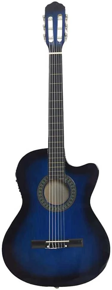 Klasikinė gitara su ekvalaizeriu, mėlynos spalvos, 6 stygos