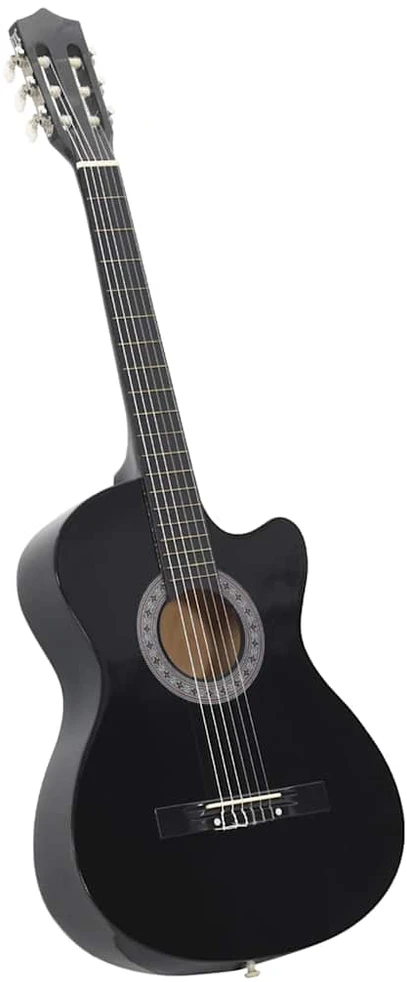 Klasikinės gitaros rinkinys, 12 dalių, juodas, 38", 6 stygos