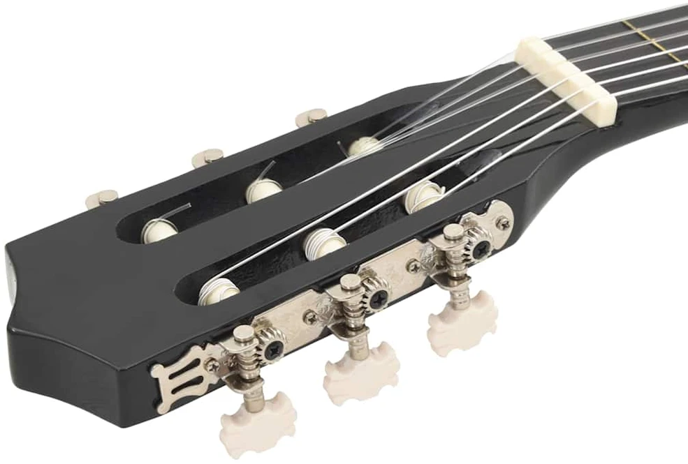 Klasikinės gitaros rinkinys, 12 dalių, juodas, 38", 6 stygos