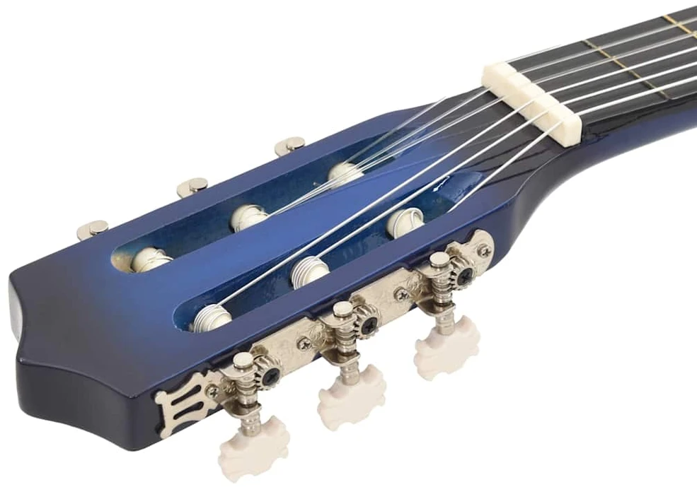 Klasikinės gitaros rinkinys, 12 dalių, mėlynas, 38", 6 stygos
