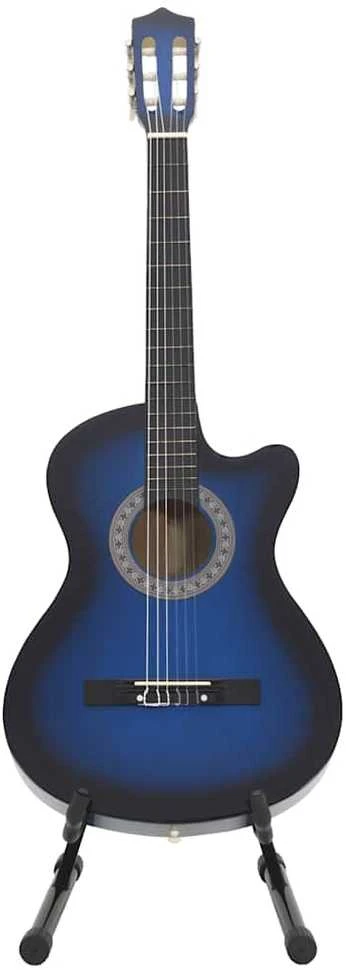 Klasikinės gitaros rinkinys, 12 dalių, mėlynas, 38", 6 stygos