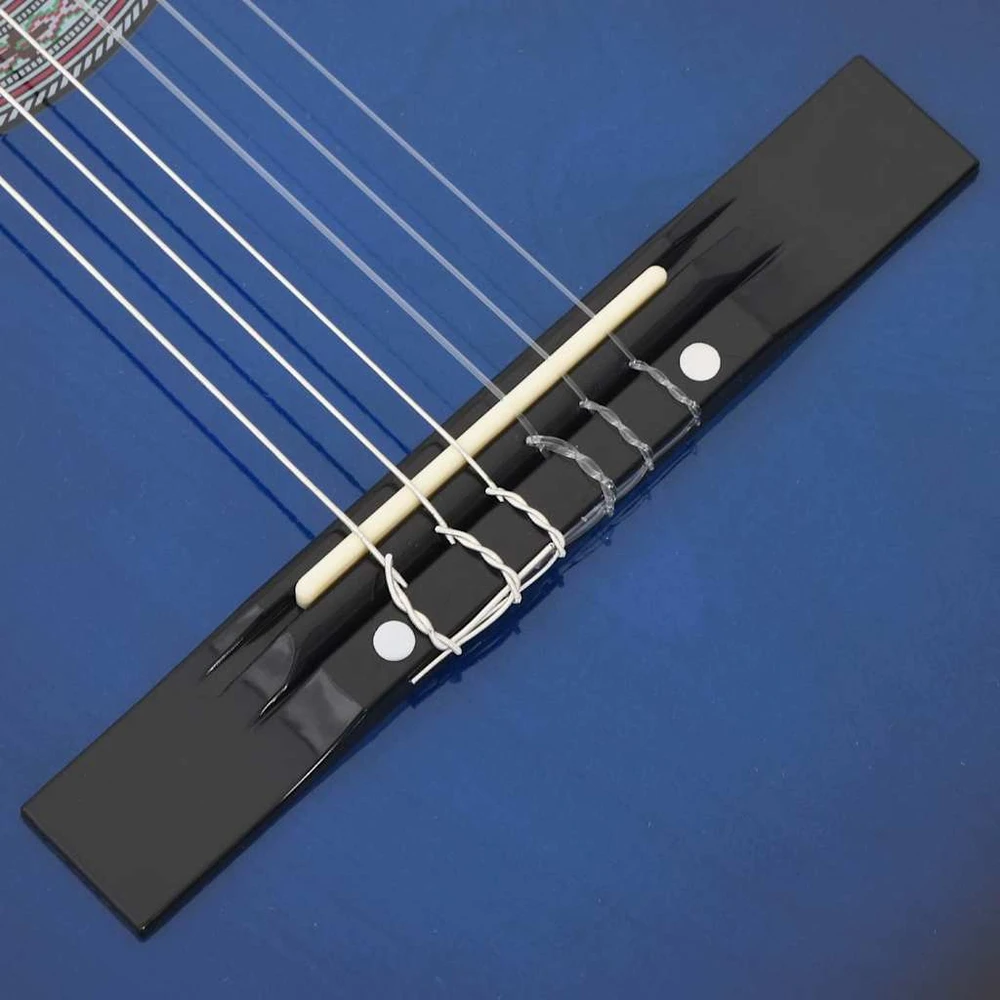 Klasikinės gitaros rinkinys, 12 dalių, mėlynas, 38", 6 stygos