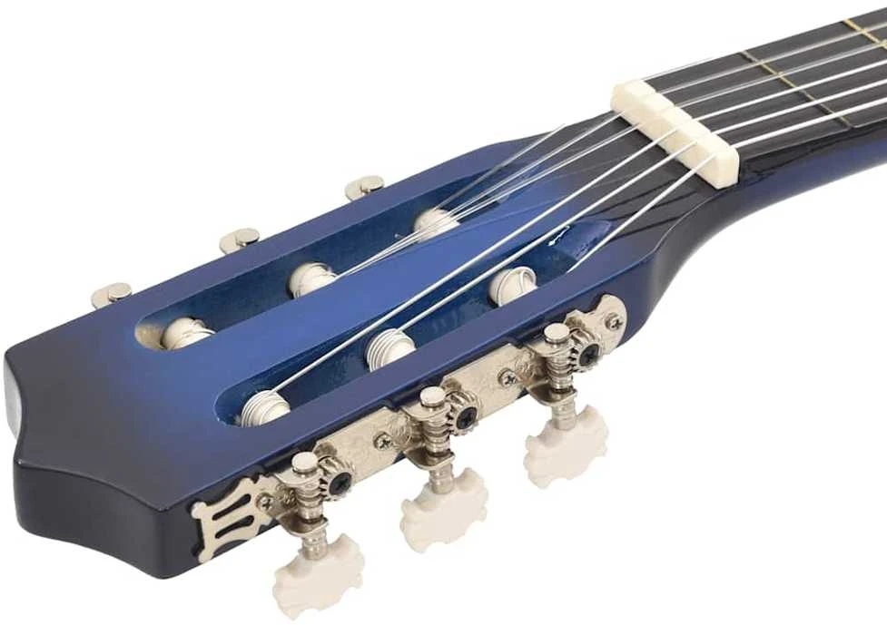 Klasikinės gitaros rinkinys, 12 dalių, mėlynas, 38", 6 stygos
