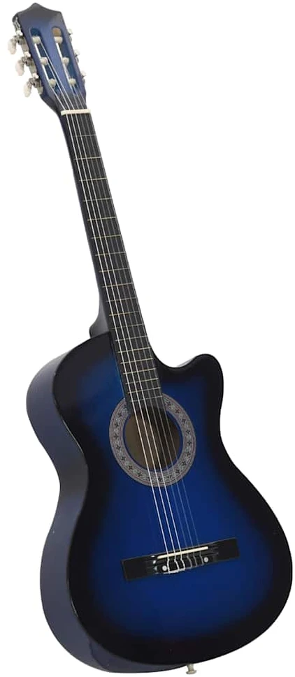 Klasikinės gitaros rinkinys, 12 dalių, mėlynas, 38", 6 stygos