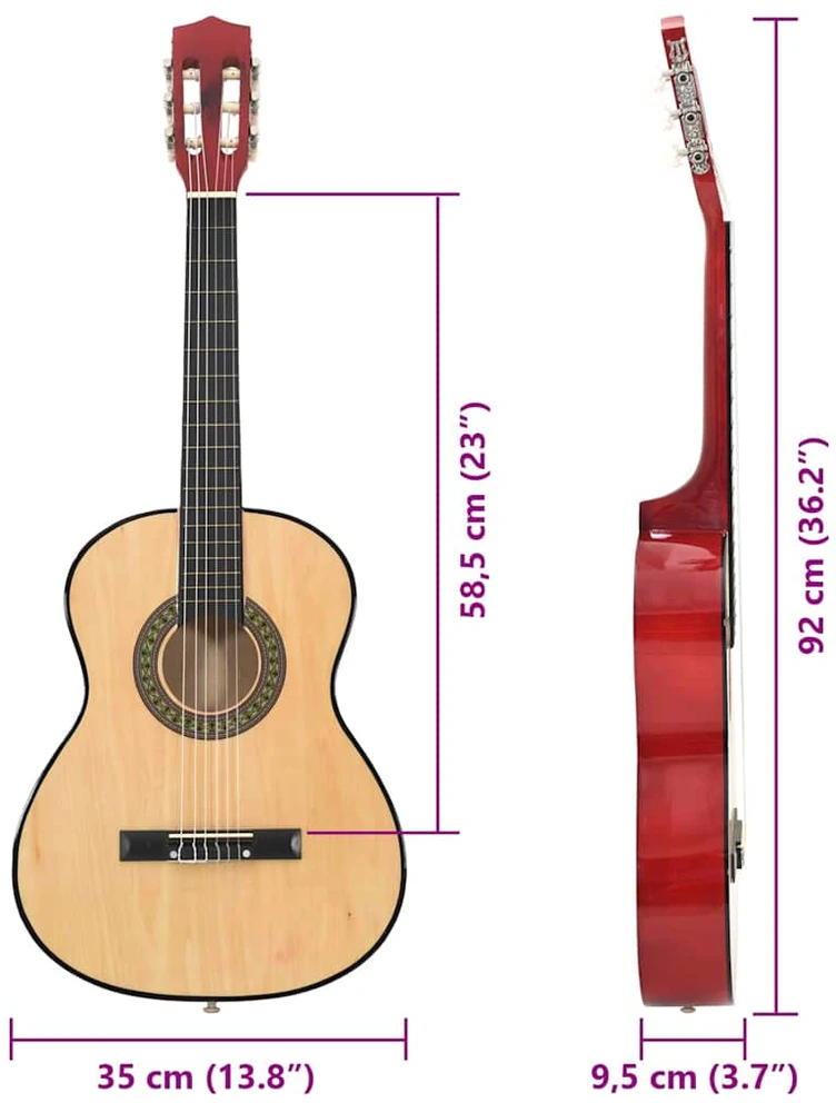 Klasikinės gitaros rinkinys pradedantiesiems, 8 dalių, 3/4 36"