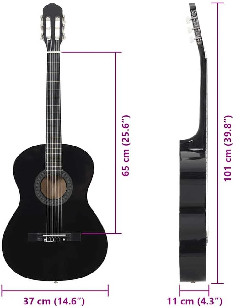 Klasikinės gitaros rinkinys pradedantiesiems, 12 dalių, 4/4 39"