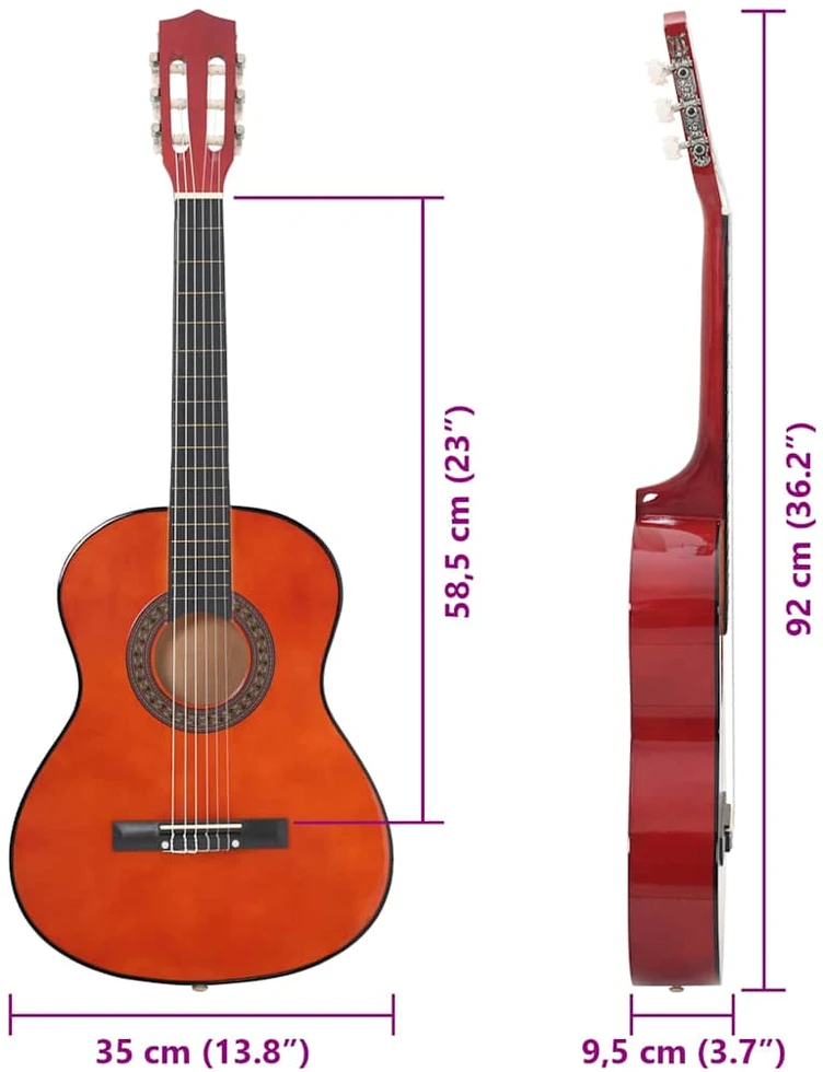 Klasikinės gitaros rinkinys pradedantiesiems, 8 dalių, 3/4 36"