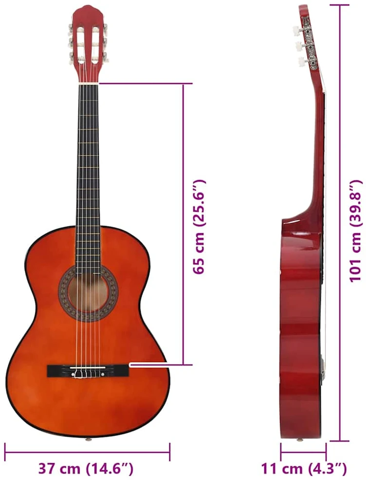 Klasikinės gitaros rinkinys pradedantiesiems, 12 dalių, 4/4 39"