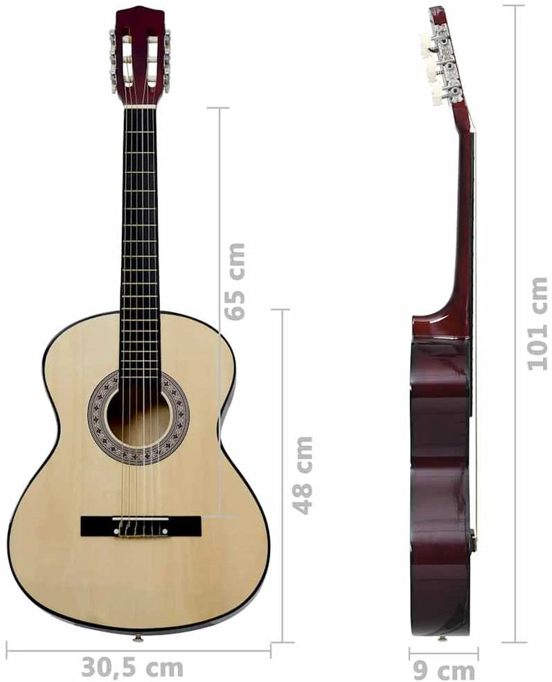 Klasikinės gitaros rinkinys pradedantiesiems, 12 dalių, 4/4 39"