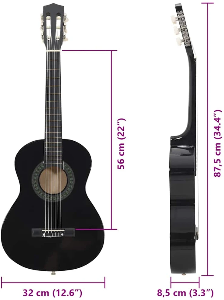Klasikinės gitaros rinkinys pradedantiesiems, 8 dalių, 1/2 34"