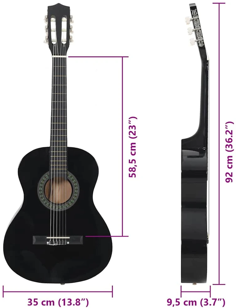 Klasikinės gitaros rinkinys pradedantiesiems, 8 dalių, 3/4 36"