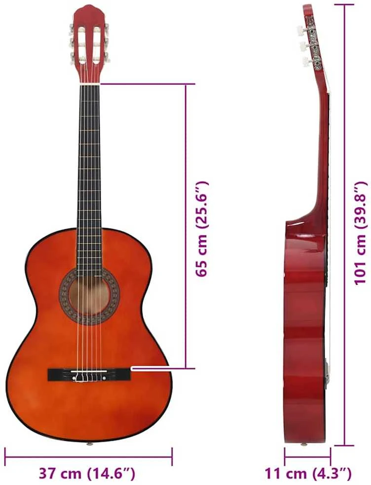 Klasikinės gitaros rinkinys pradedantiesiems, 12 dalių, 4/4 39"