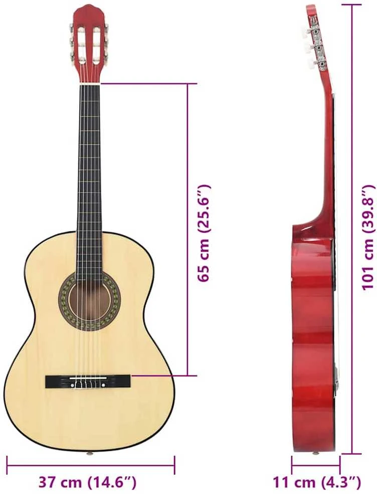 Klasikinės gitaros rinkinys pradedantiesiems, 12 dalių, 4/4 39"