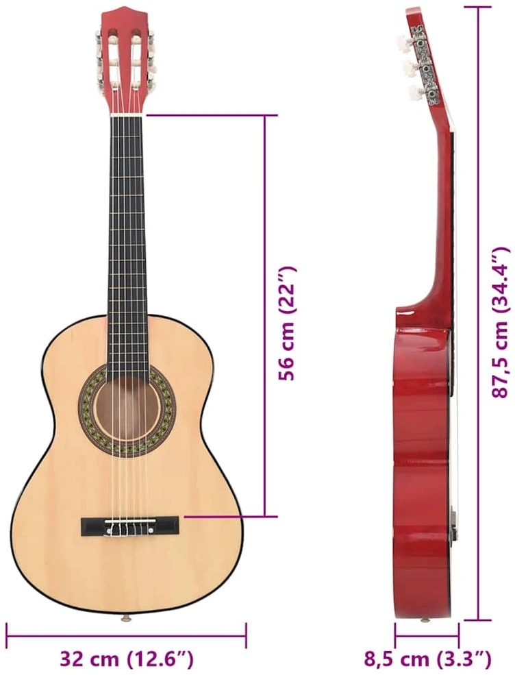 Klasikinės gitaros rinkinys vaikams, 8 dalių, 1/2 34"