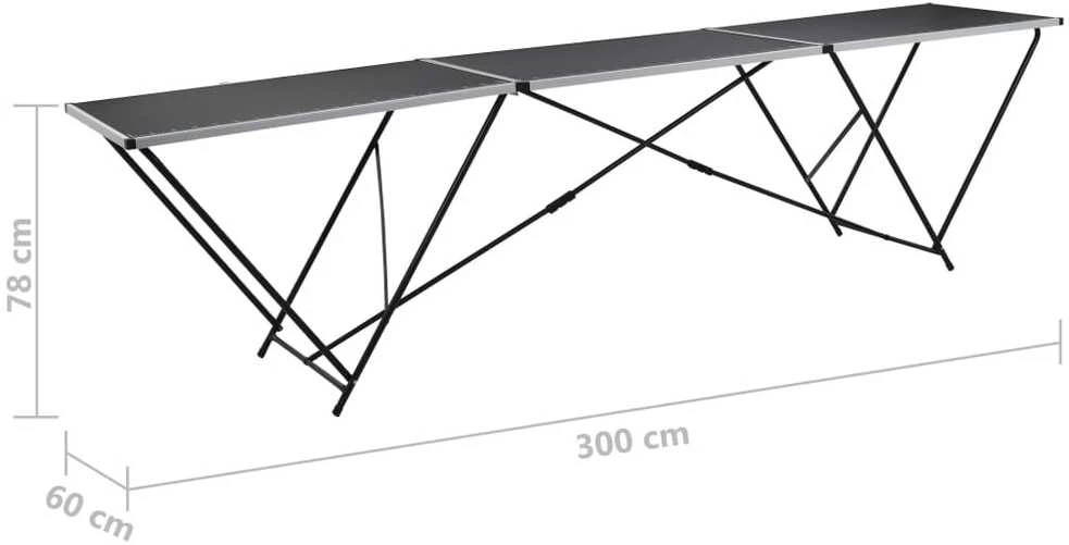 Klijavimo stalas, sulankst., MDF ir aliuminis, 300x60x78cm
