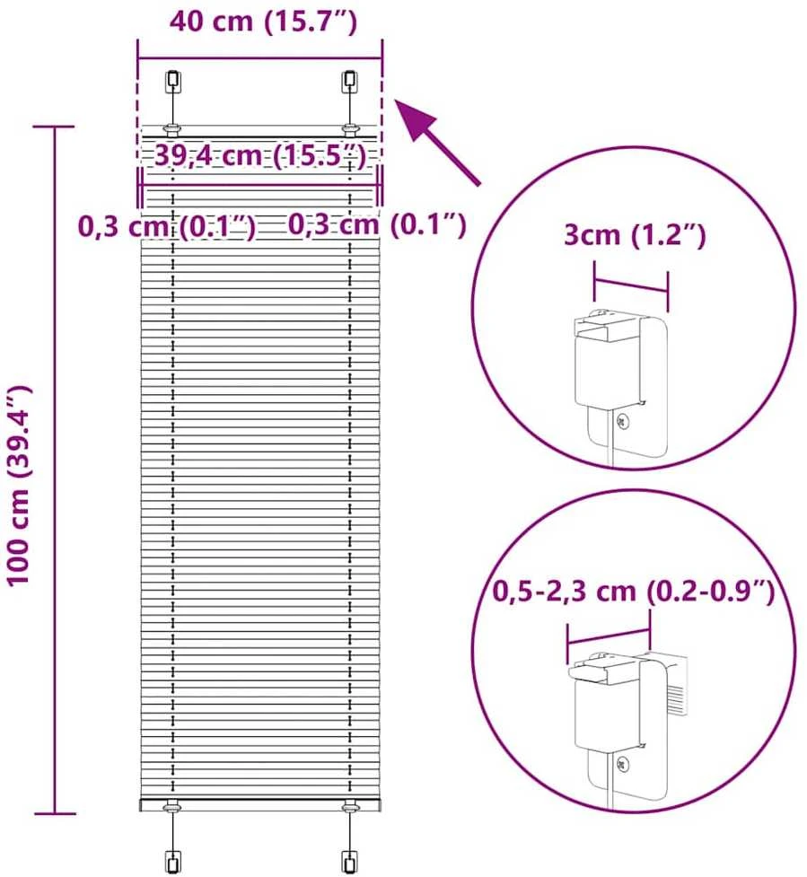 klostuota žaliuze šviesiai pilka 40x100 cm audinio plotis