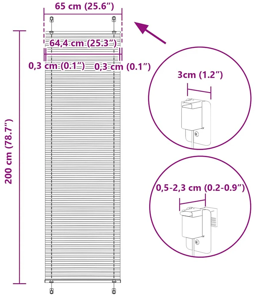 klostuota žaliuze šviesiai pilka 65x200 cm audinio plotis