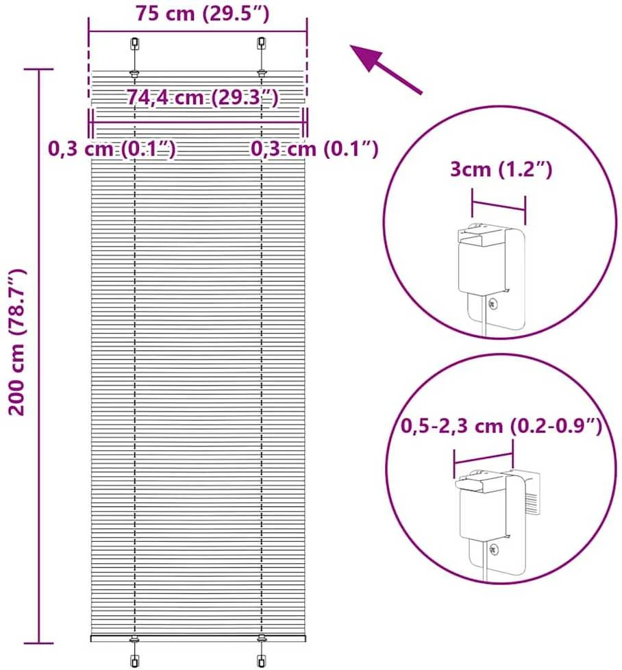 klostuota žaliuze šviesiai pilka 75x200 cm audinio plotis