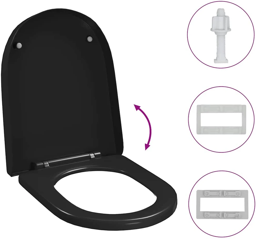 Klozeto sėdynė su Soft-close mechanizmu, juoda