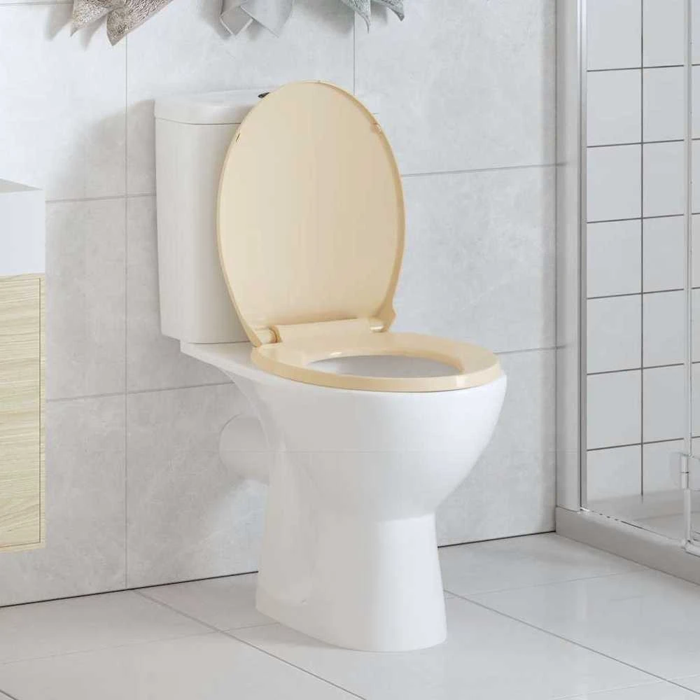 Klozeto sėdynė su soft-close mechanizmu, smėlio spalvos, ovali
