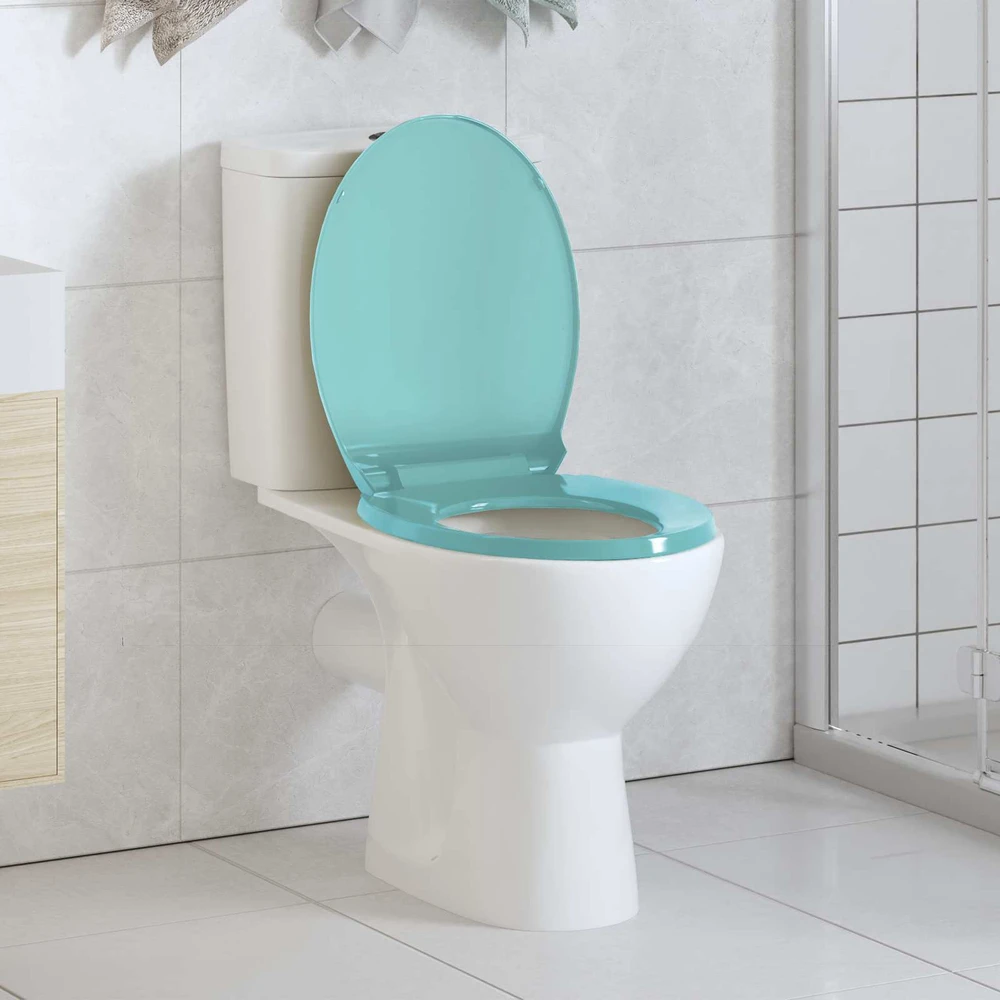 Klozeto sėdynė su soft-close mechanizmu, žalios spalvos, ovali