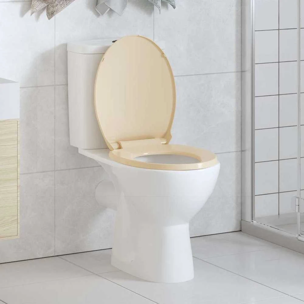 Klozeto sėdynė su soft-close mechanizmu, smėlio spalvos, ovali