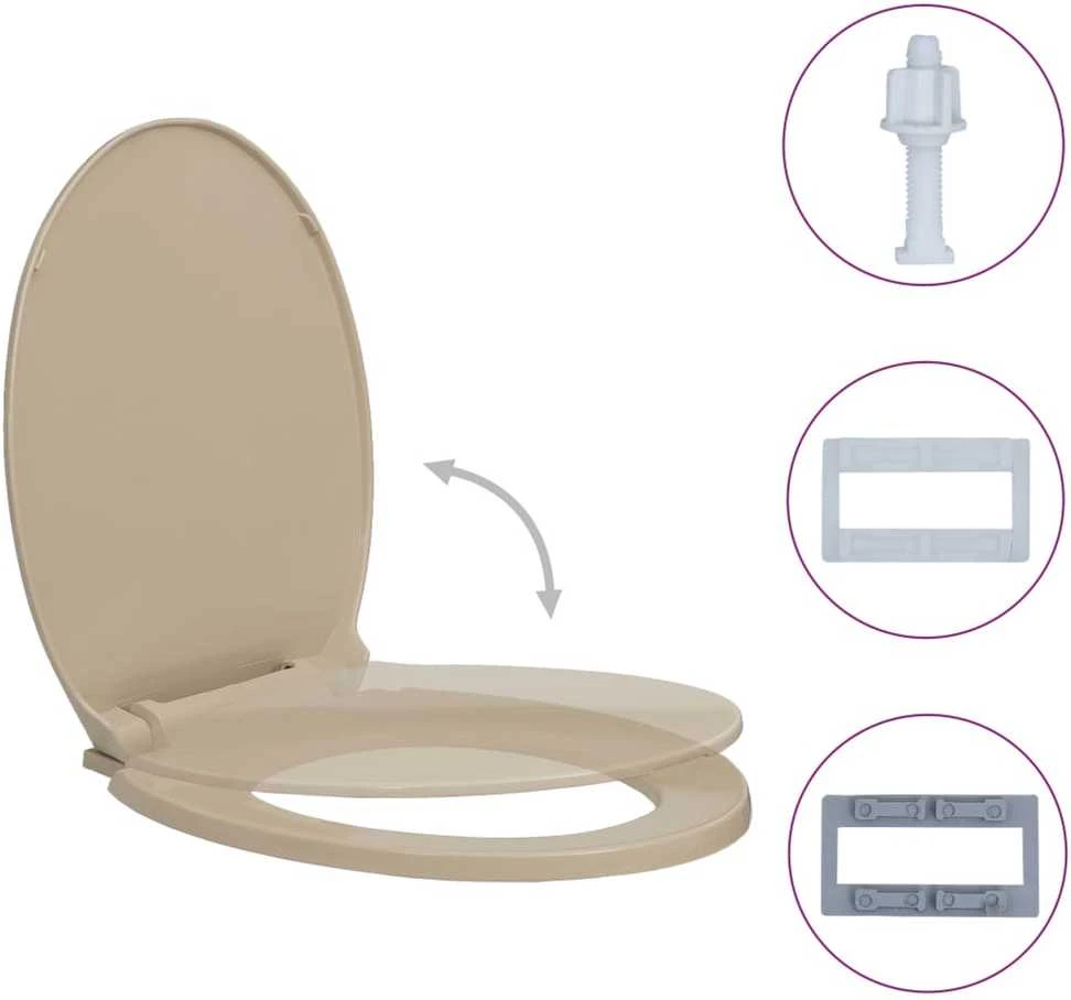 Klozeto sėdynė su soft-close mechanizmu, smėlio spalvos, ovali
