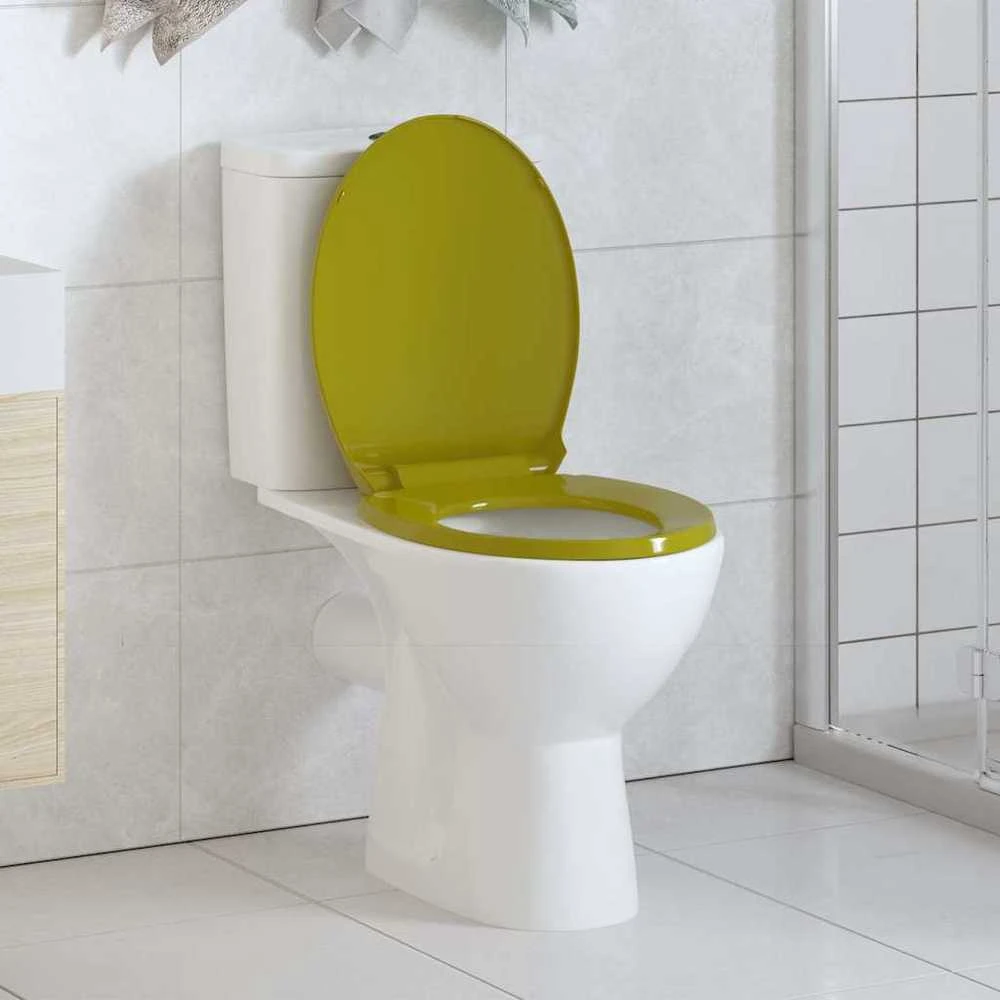 Klozeto sėdynė su soft-close mechanizmu, žalios spalvos, ovali