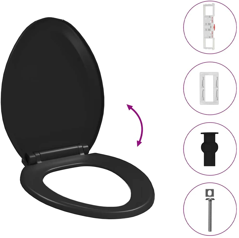 Klozeto sėdynė su Soft-close mechanizmu, juoda