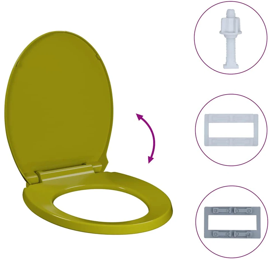 Klozeto sėdynė su soft-close mechanizmu, žalios spalvos, ovali