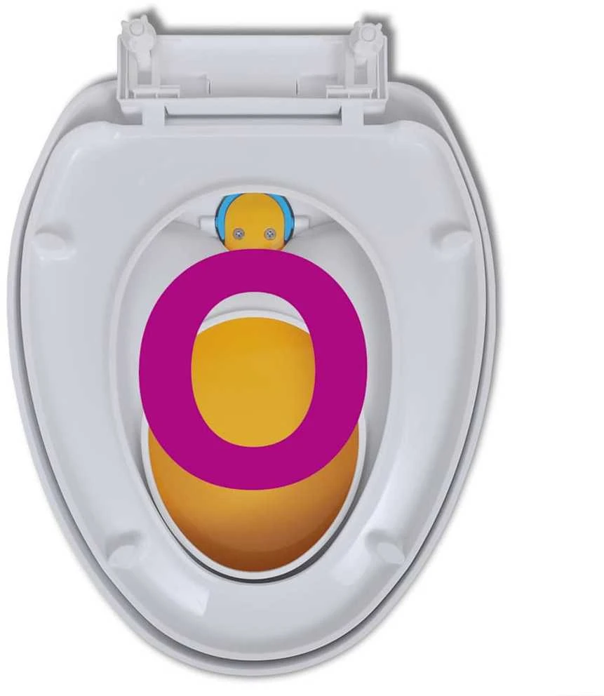 Klozeto sėdynė su Soft Close mechanizmu, balta ir geltona