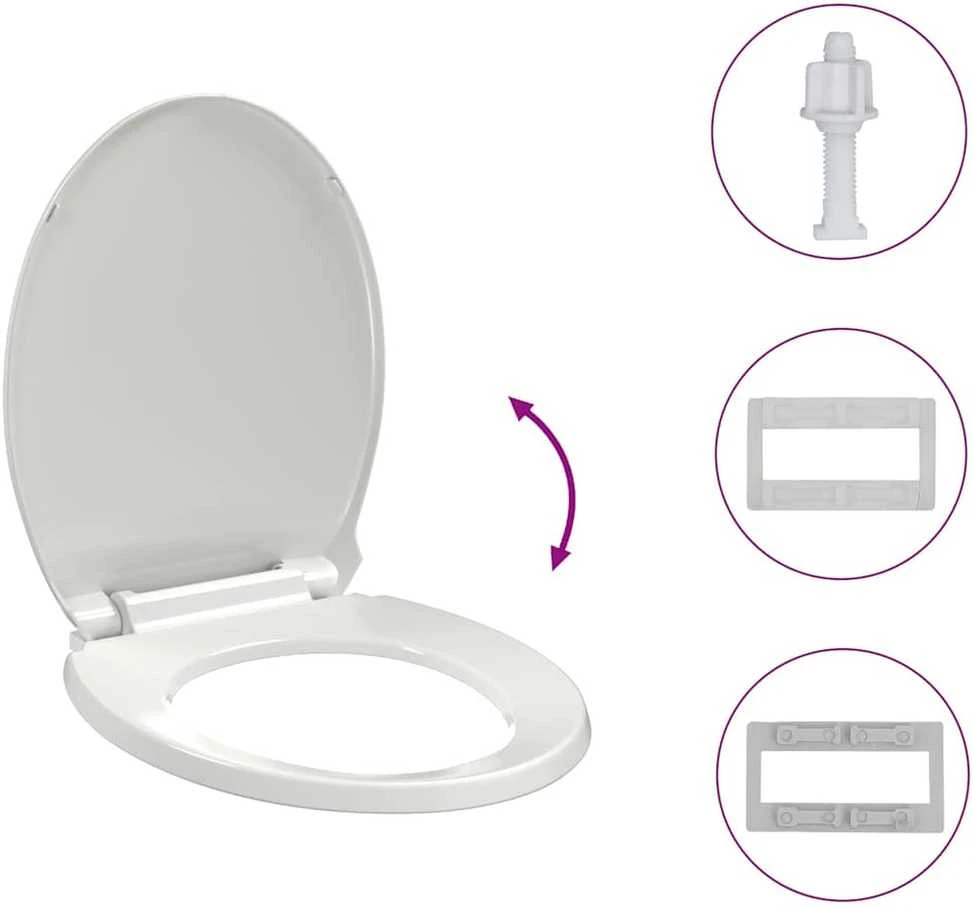 Klozeto sėdynė su Soft Close mechanizmu, ovalo formos
