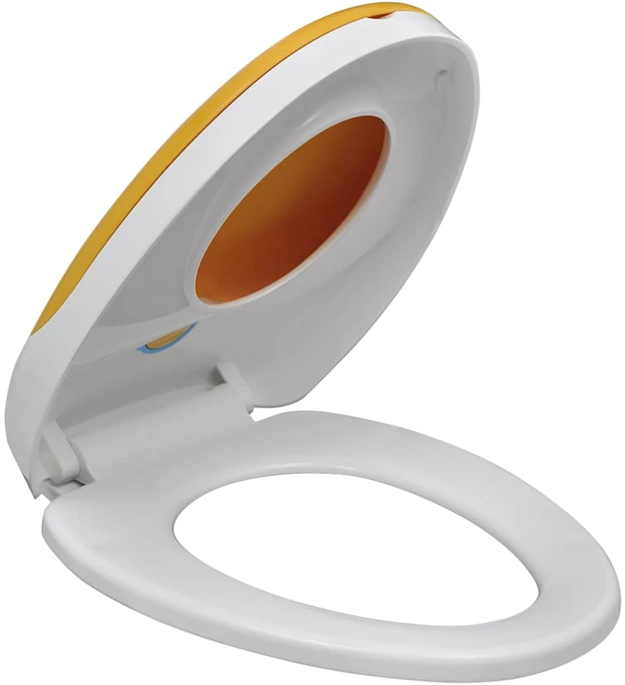 Klozeto sėdynė su Soft Close mechanizmu, balta ir geltona