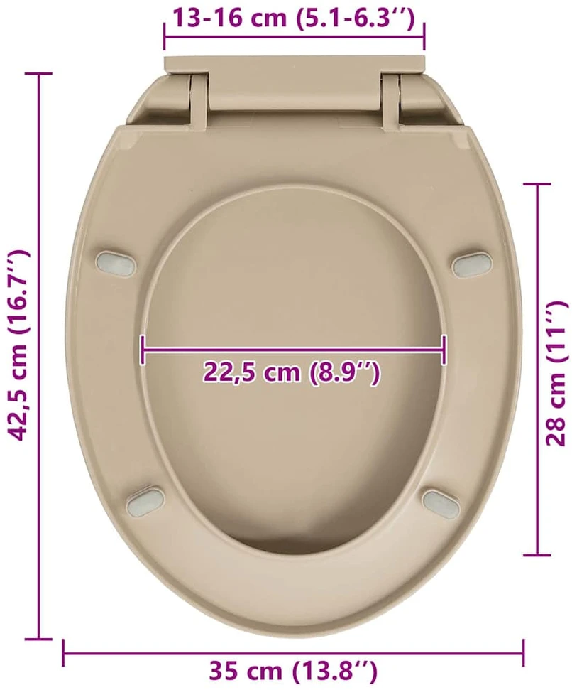 Klozeto sėdynė su soft-close mechanizmu, smėlio spalvos, ovali